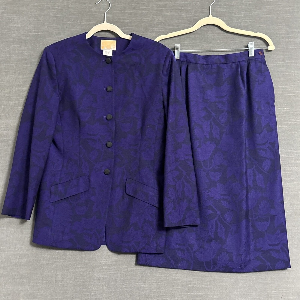 Vintage Pendleton Skirt Suit 6 Purple Floral Wool Elegant Office Career Classic‎